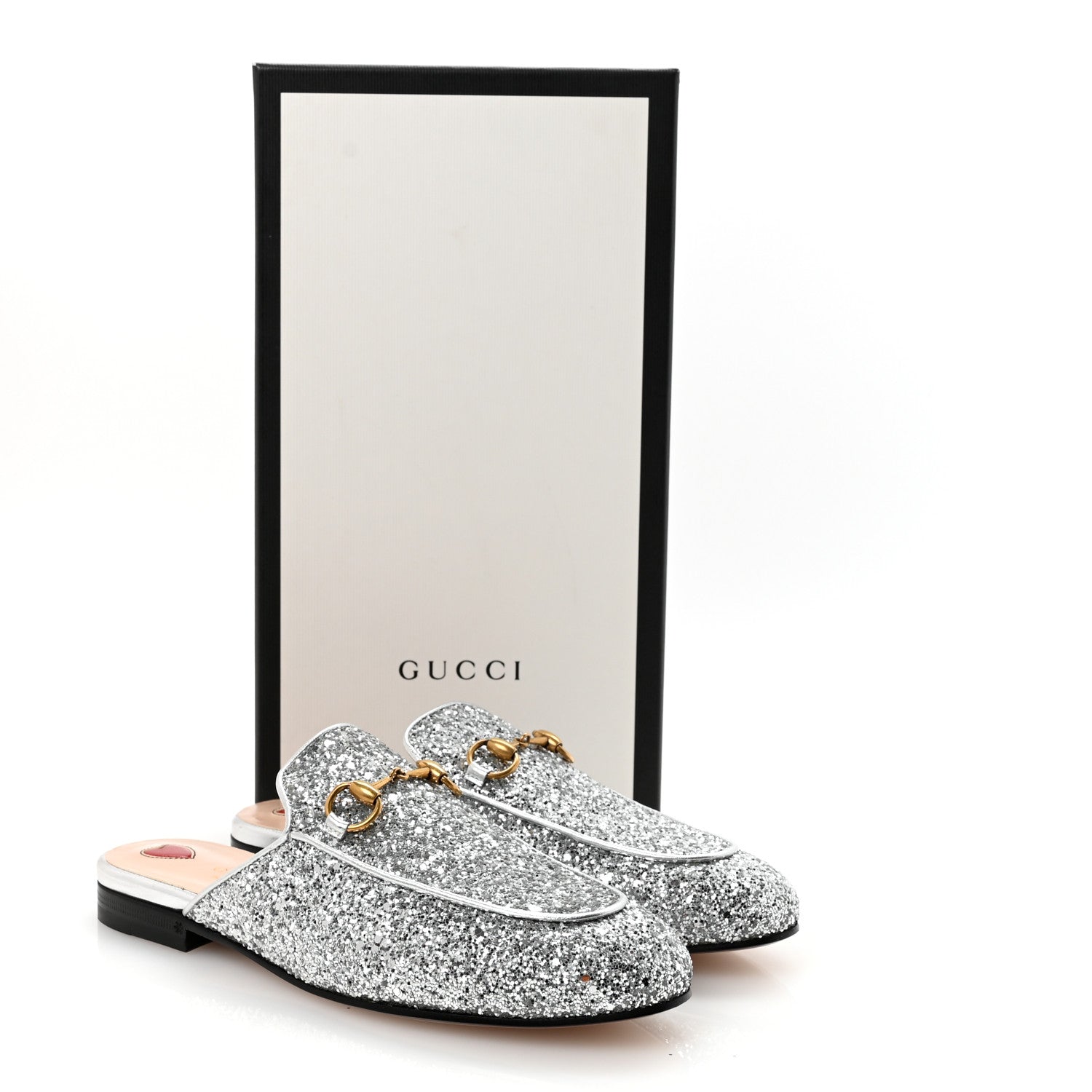 Gucci Glitter Womens Princetown Slippers 36 Silver 10 of 10