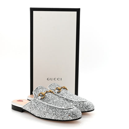 Gucci Glitter Womens Princetown Slippers 36 Silver 10 of 10