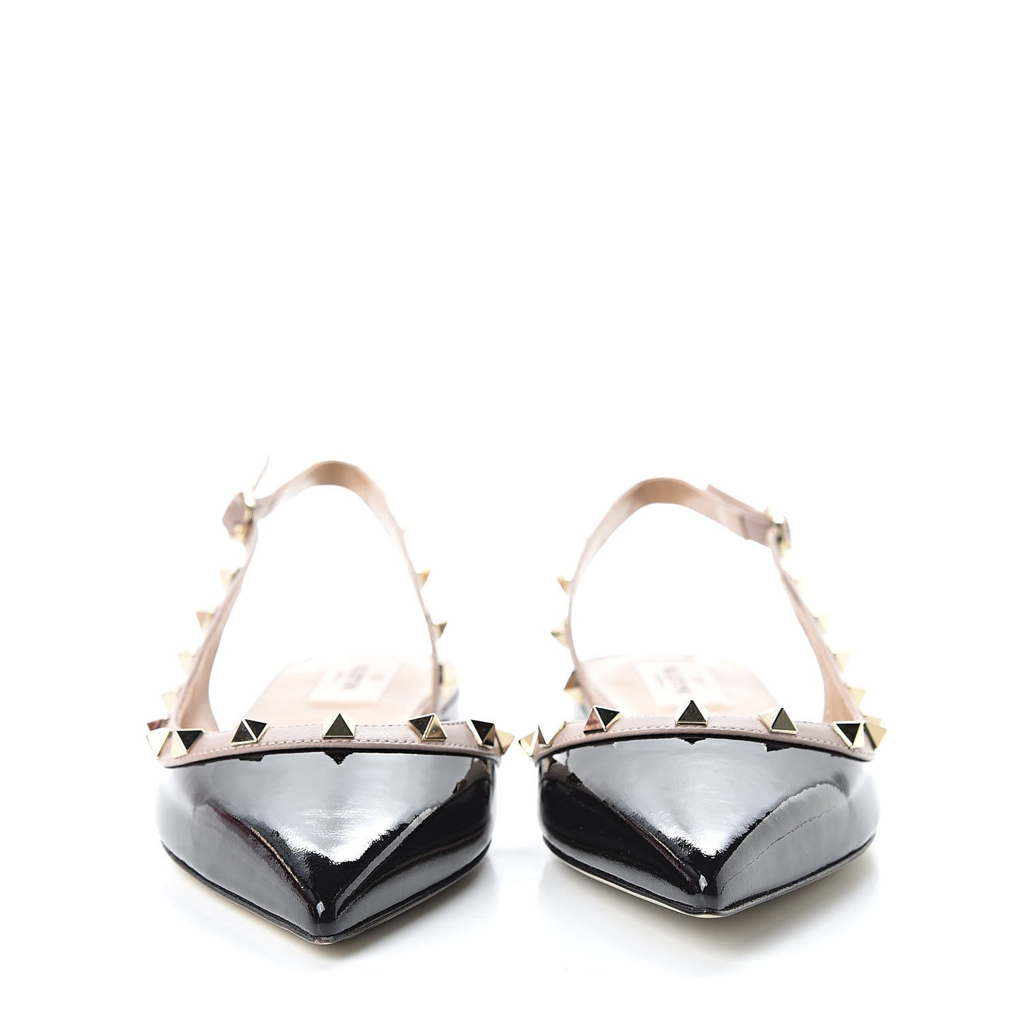 Patent Rockstud Slingback Flats 39 Black Poudre