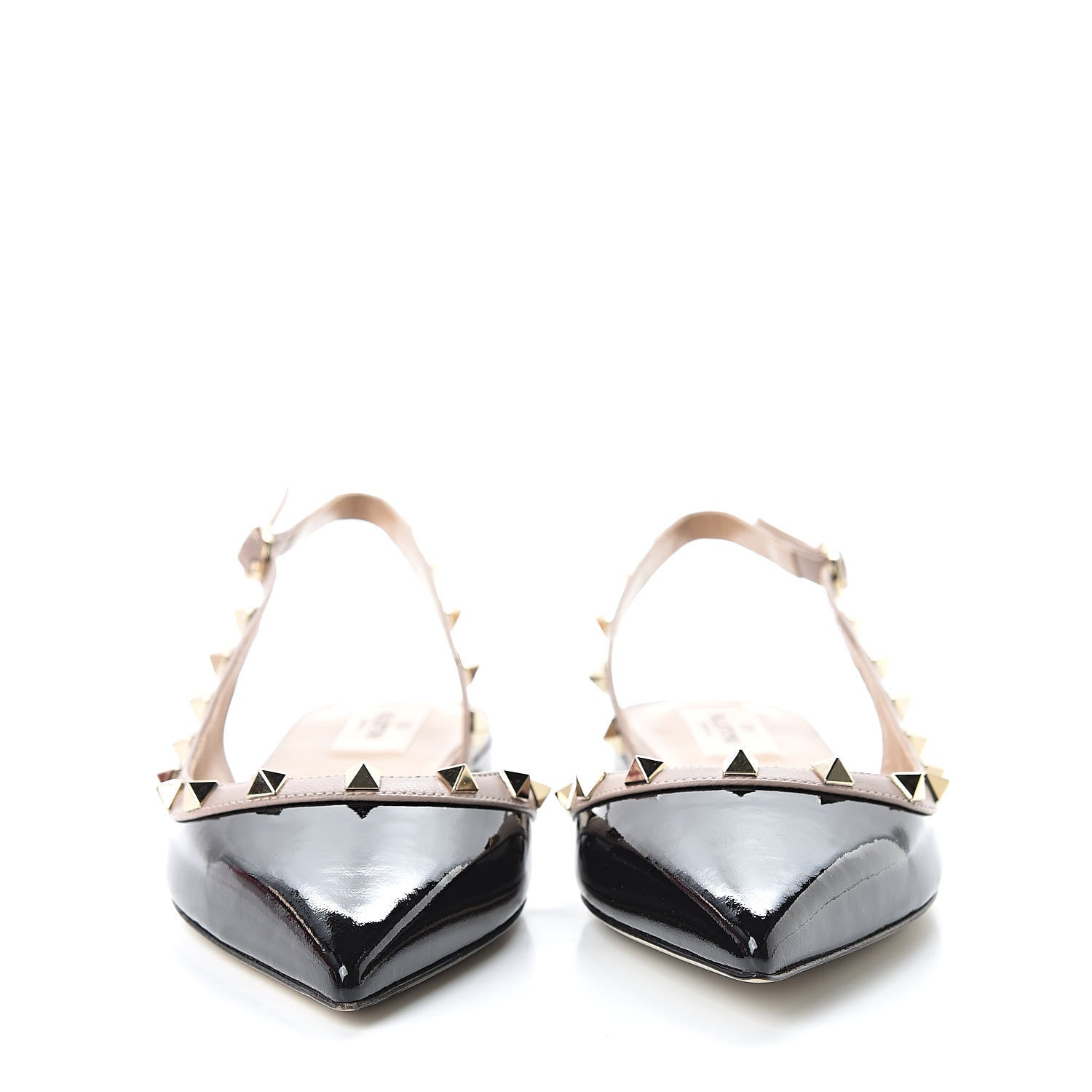 Valentino Garavani Patent Rockstud Slingback Flats 39 Black Poudre 2 of 8