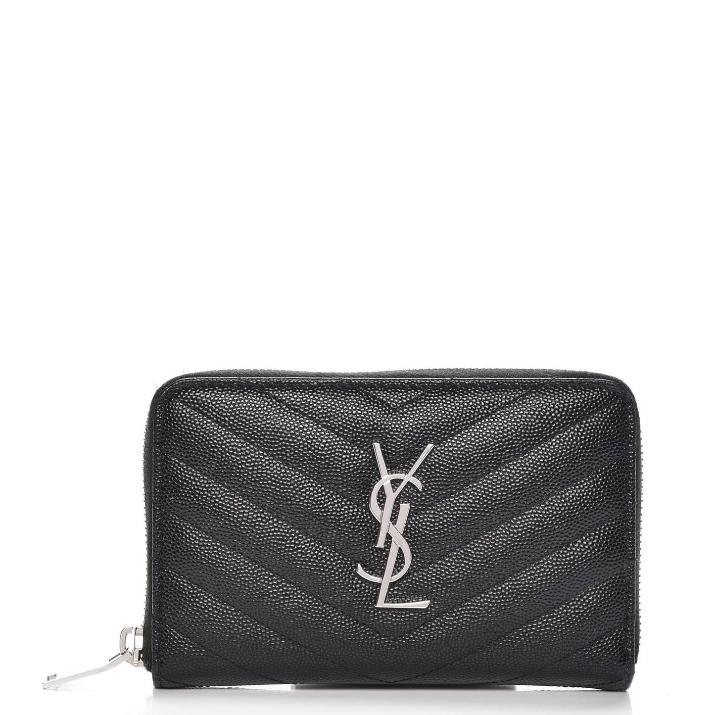 Grain De Poudre Matelasse Chevron Monogram Zip Around Wallet Black