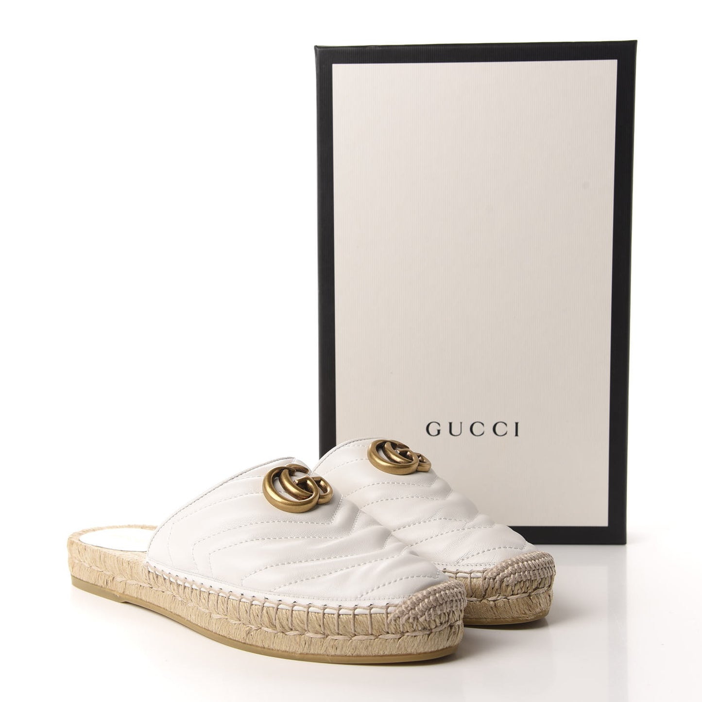Nappa Matelasse GG Marmont Espadrille Slippers 39 Great White
