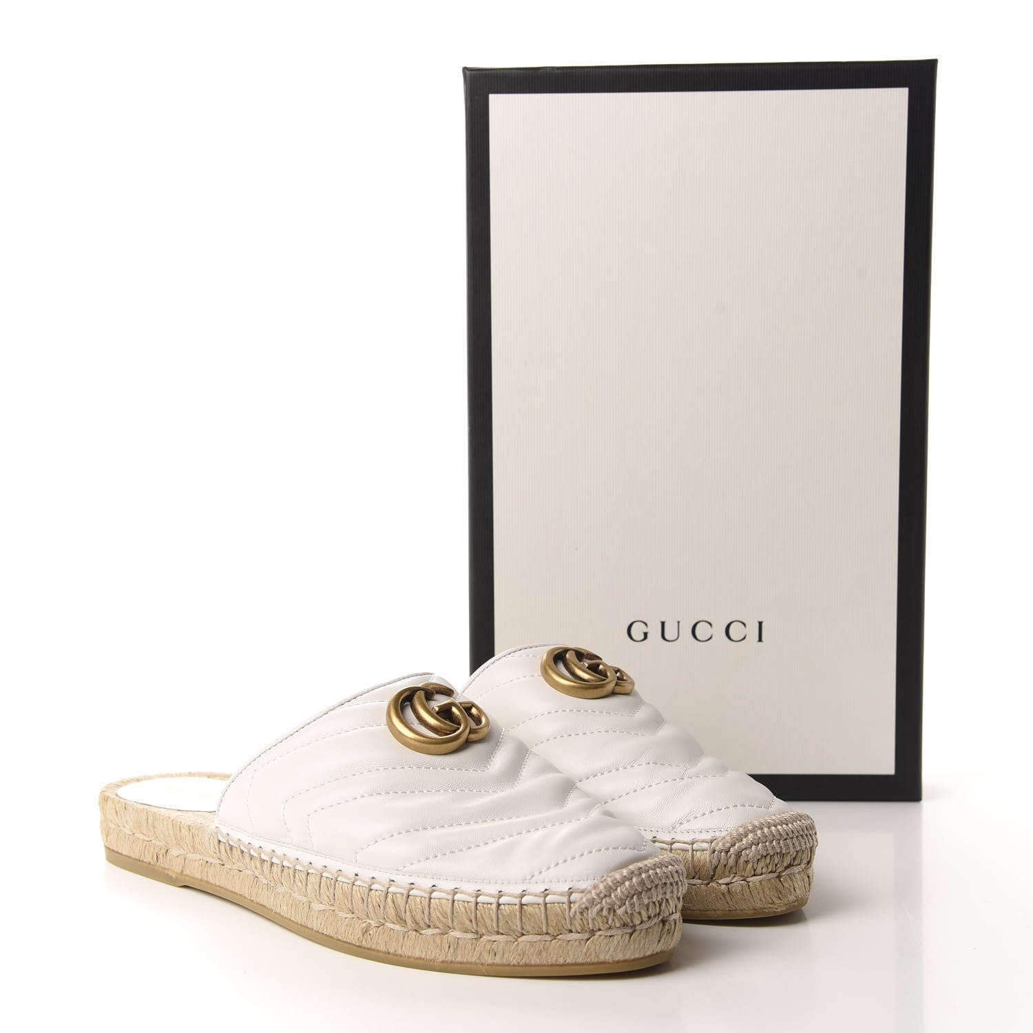 Gucci Nappa Matelasse GG Marmont Espadrille Slippers 39 Great White 10 of 10