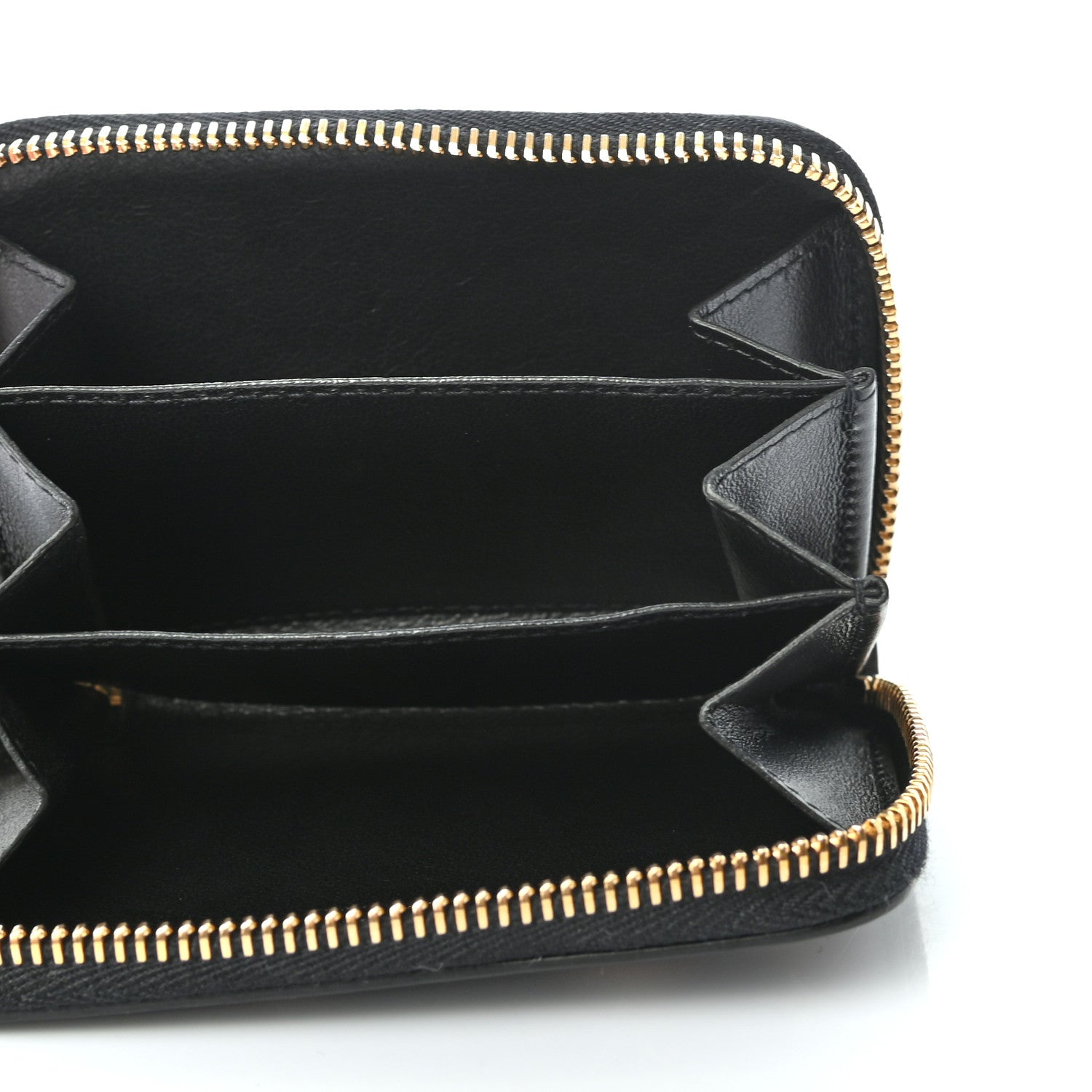 Saint Laurent Calfskin Star Print Compact Zip Coin Purse Black Ivory Red 4 of 6