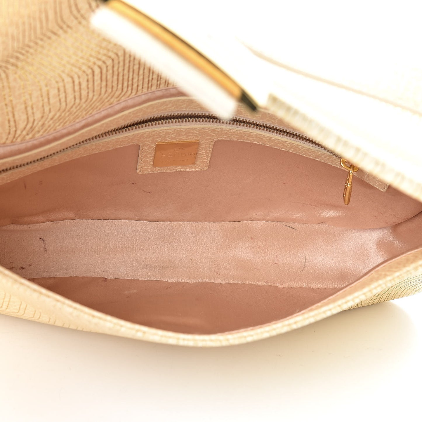 Metallic Calfskin Printed Baguette Gold