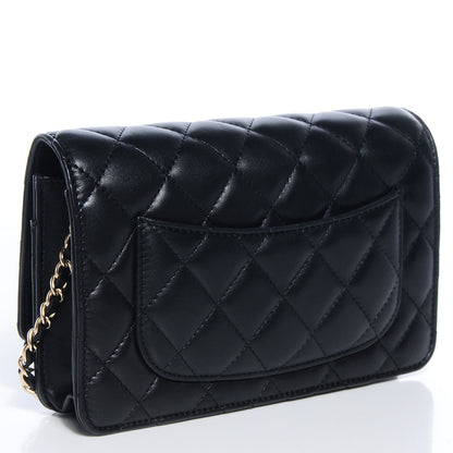 Chanel Lambskin Quilted Wallet On Chain WOC Black 3 of 9