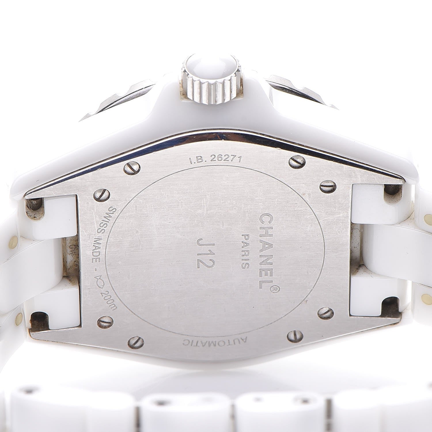 Chanel Stainless Steel Ceramic Diamond 38mm J12 Automatic Watch White 5 of 9