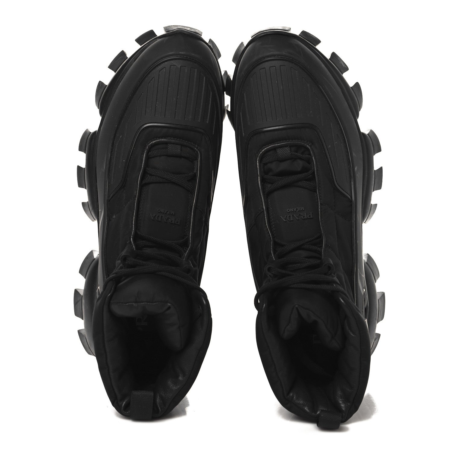 Prada Rubber Technical Knit Fabric Mens Cloudbust Thunder Boots 9 Black 2 of 8