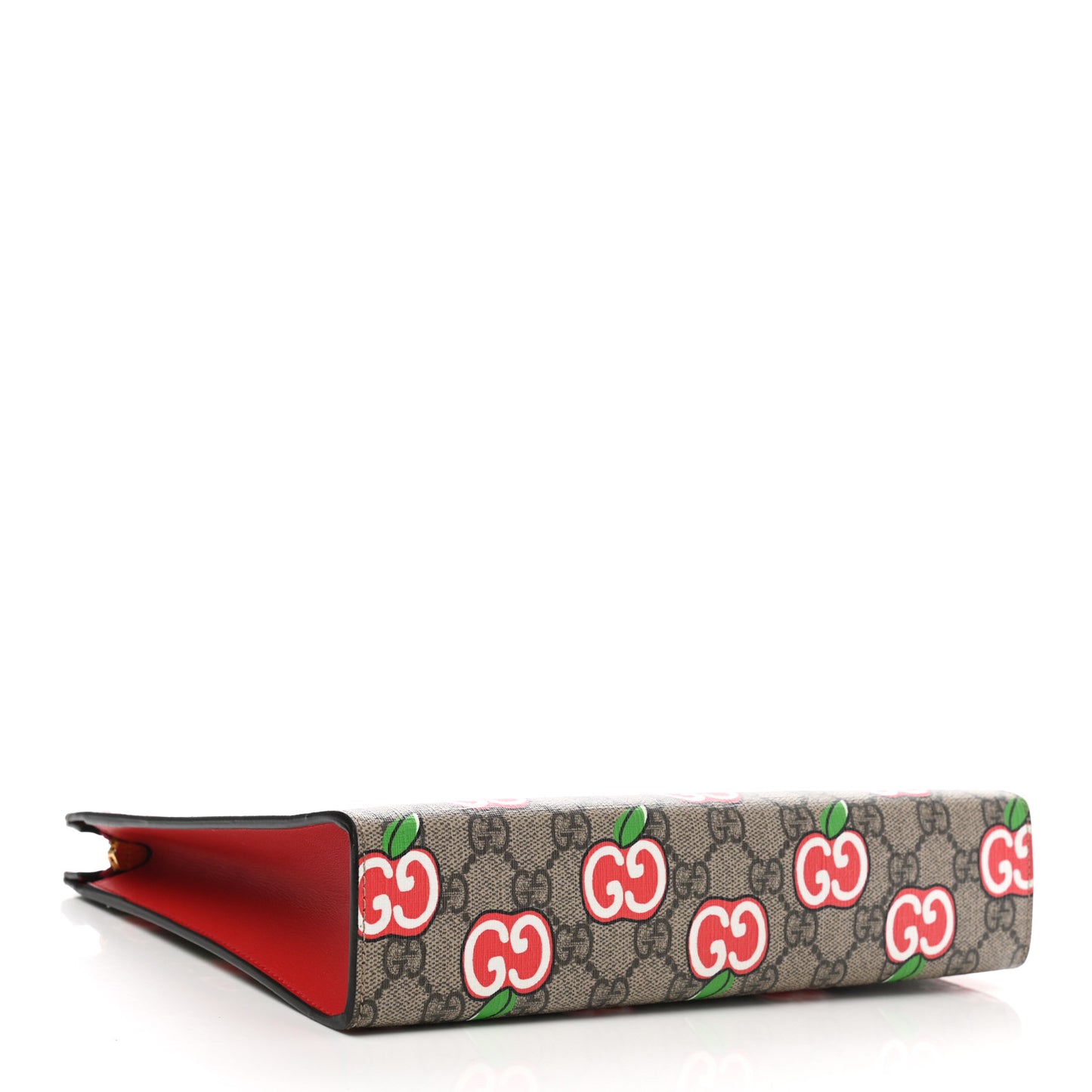 GG Supreme Monogram Apple Large Cosmetic Case Beige Multicolor Lobster Red