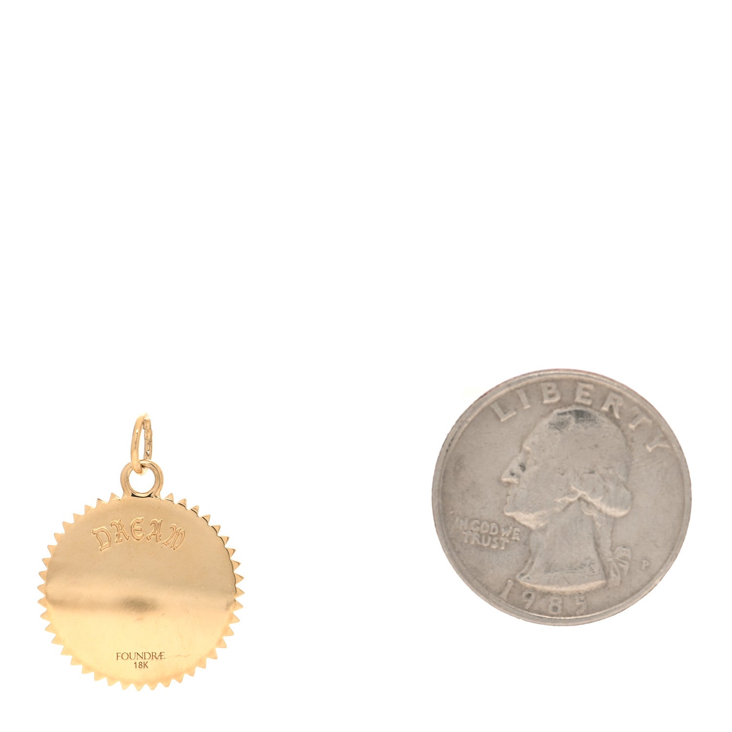 Foundrae 18K Yellow Gold Diamond Medium Dream Medallion Pendant 2 of 3