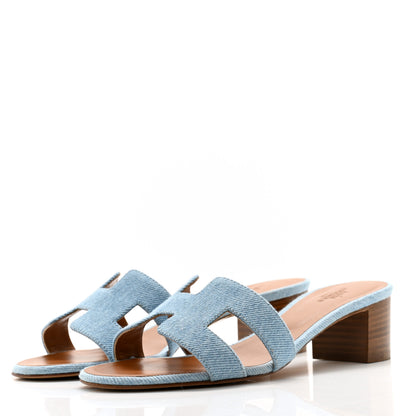 Hermes Denim Oasis Sandals 35 Bleu Clair 3 of 11