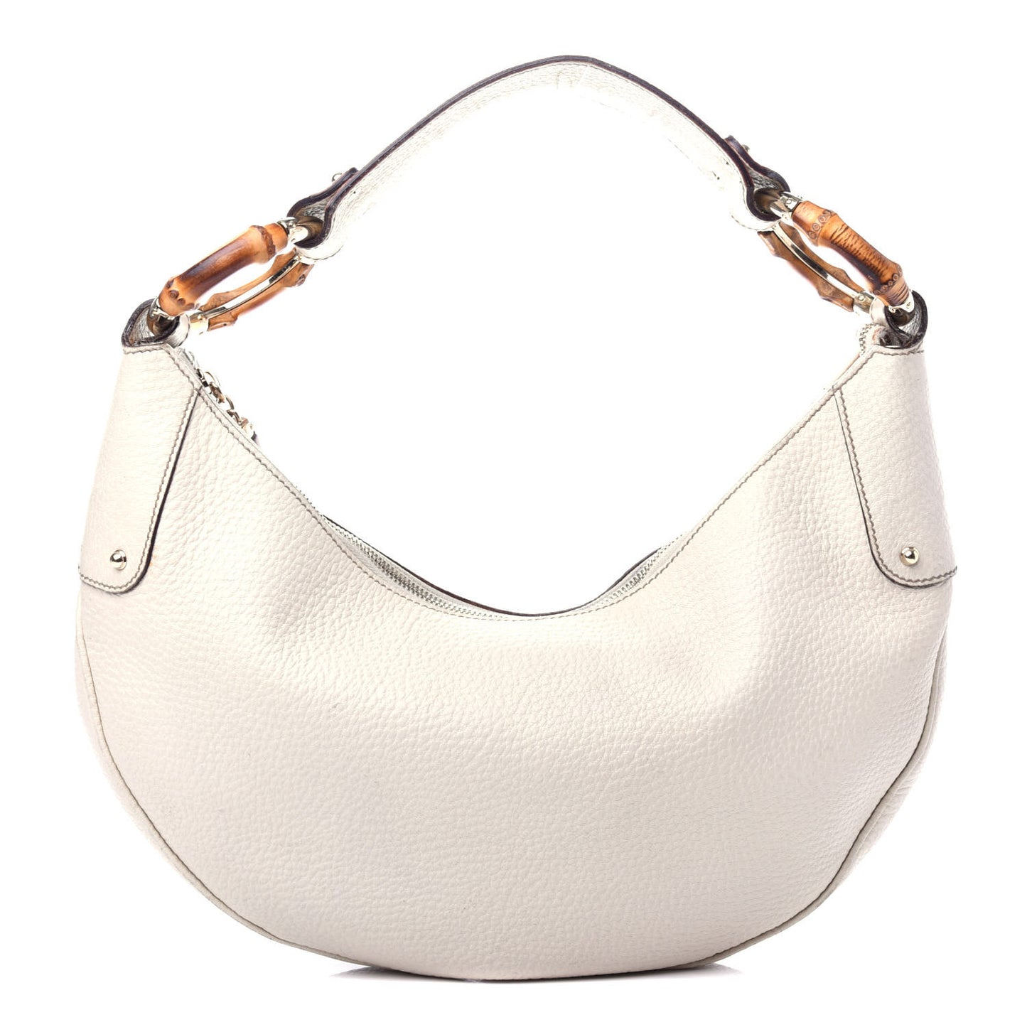 Pebbled Calfskin Bamboo Ring Hobo Ivory