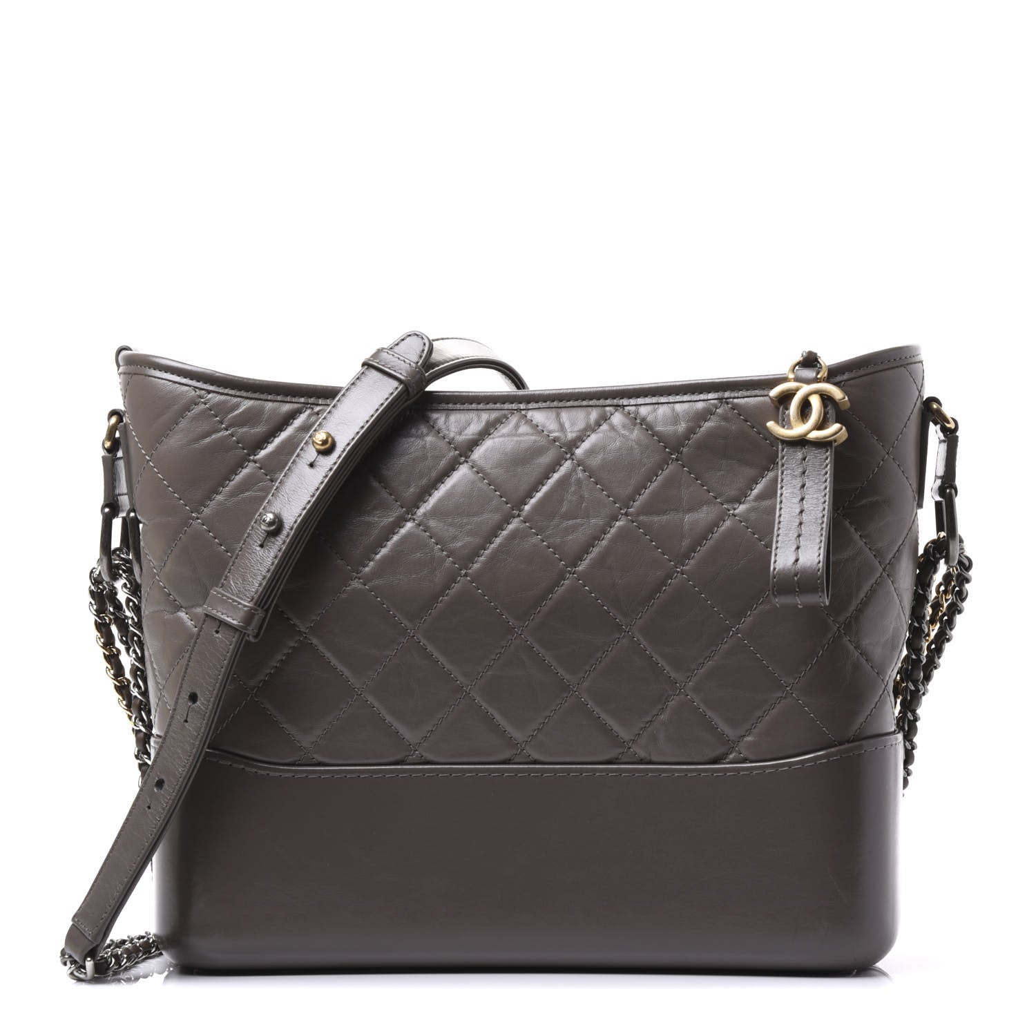 Chanel Aged Calfskin Quilted Medium Gabrielle Hobo Grey 1 of 10