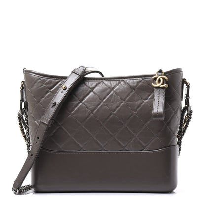 Chanel Aged Calfskin Quilted Medium Gabrielle Hobo Grey 1 of 10