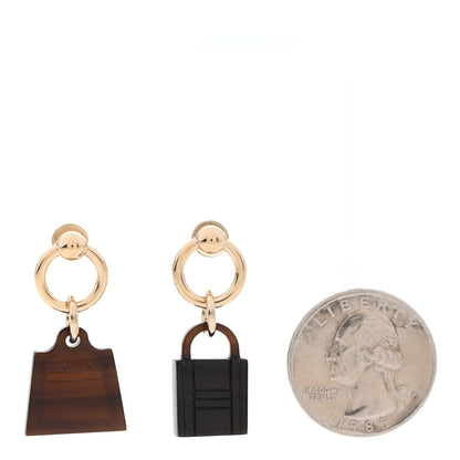 Hermes Permabrass Buffalo Horn Wood Amulette Kelly Bag Earrings 2 of 5