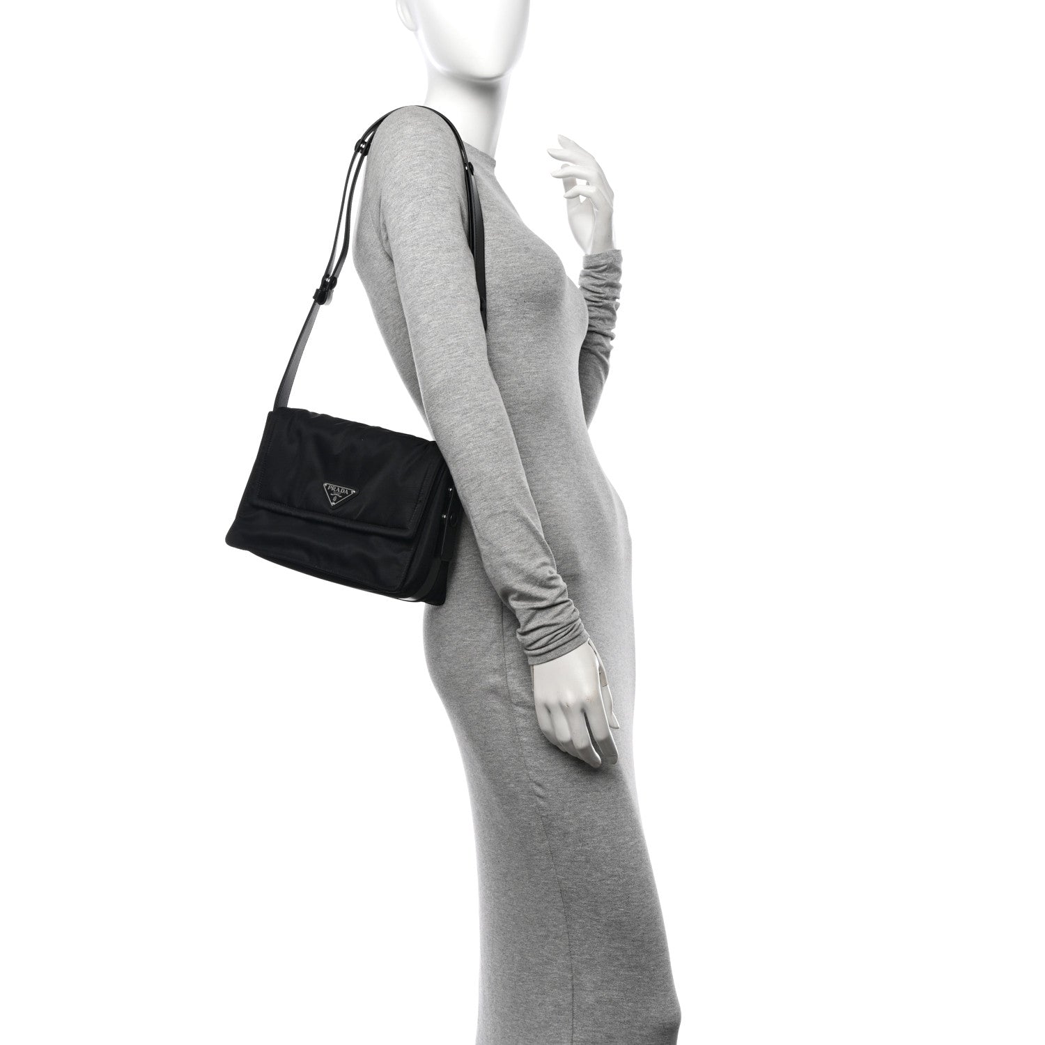 Prada Re-Nylon Vitello Padded Small Flap Shoulder Bag Black 2 of 10