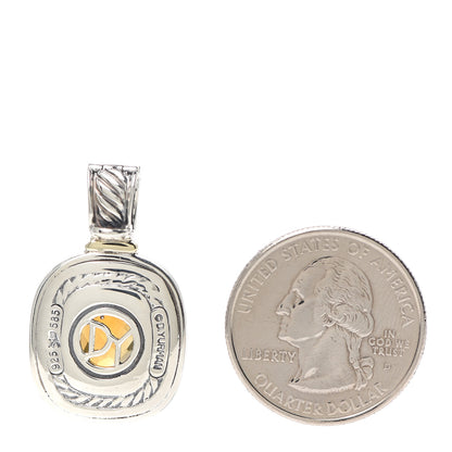 David Yurman Sterling Silver 14K Yellow Gold Citrine 12mm Albion Enhancer Pendant 2 of 3