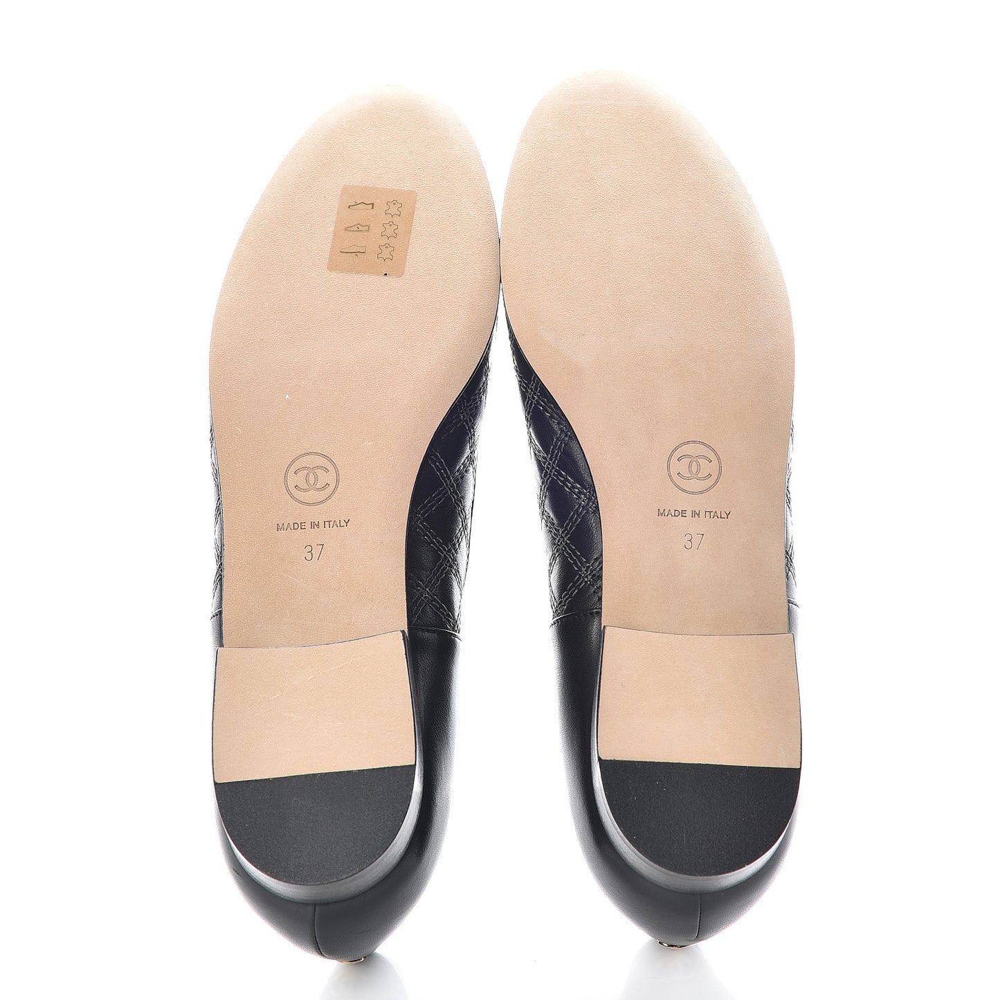 Lambskin Stitched Cap Toe Ballerina Flats 37 Black