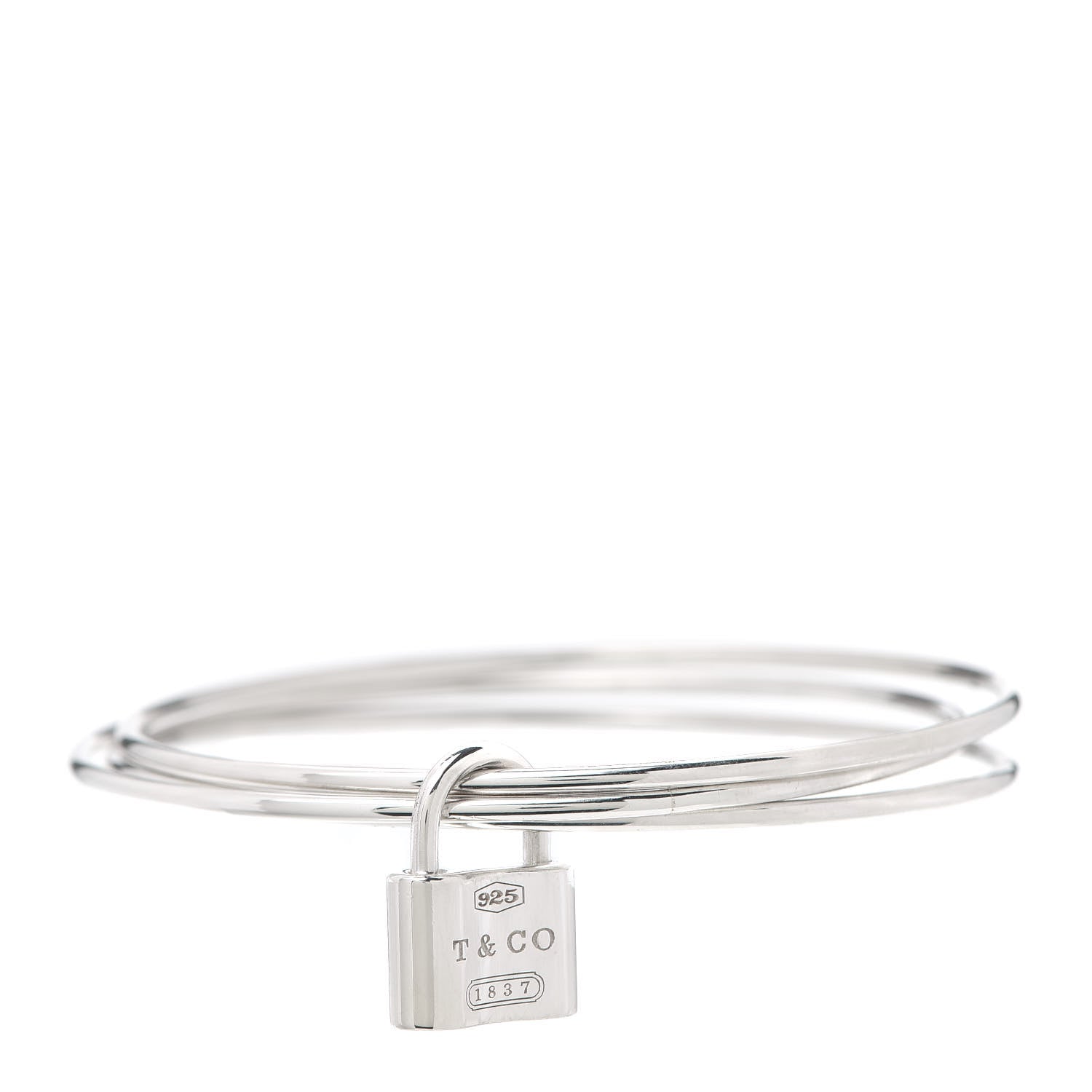 Tiffany Sterling Silver 1837 Triple Bangle Lock Bracelet 1 of 4