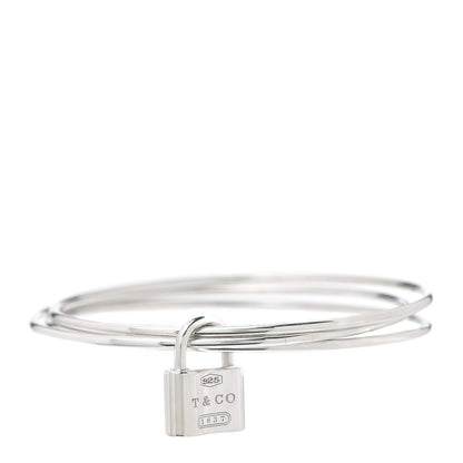 Tiffany Sterling Silver 1837 Triple Bangle Lock Bracelet 1 of 4