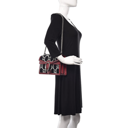 Gucci Tweed GG Monogram Small Dionysus Shoulder Bag Black White Romantic Cherry 2 of 8