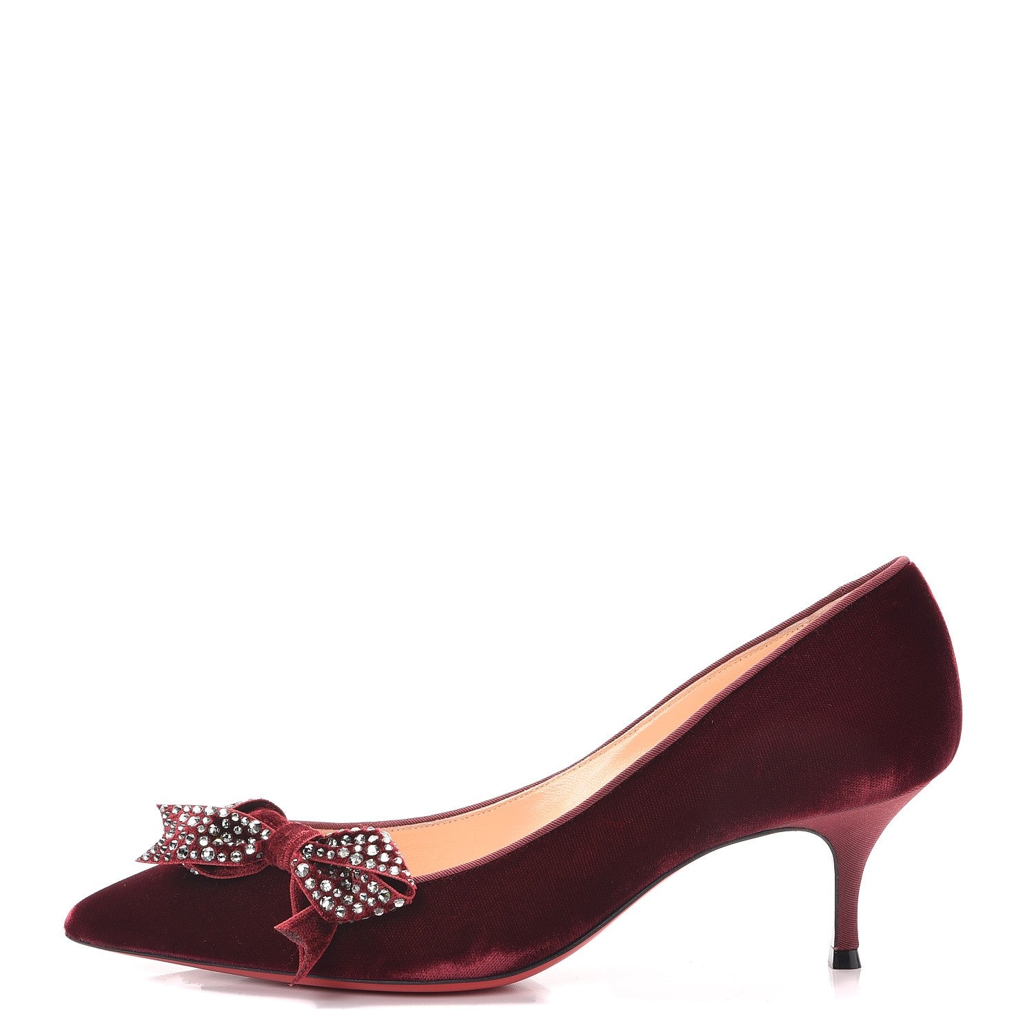 Christian Louboutin Velvet Madame Menule Bow 55 Pumps 36.5 Wine 1 of 10