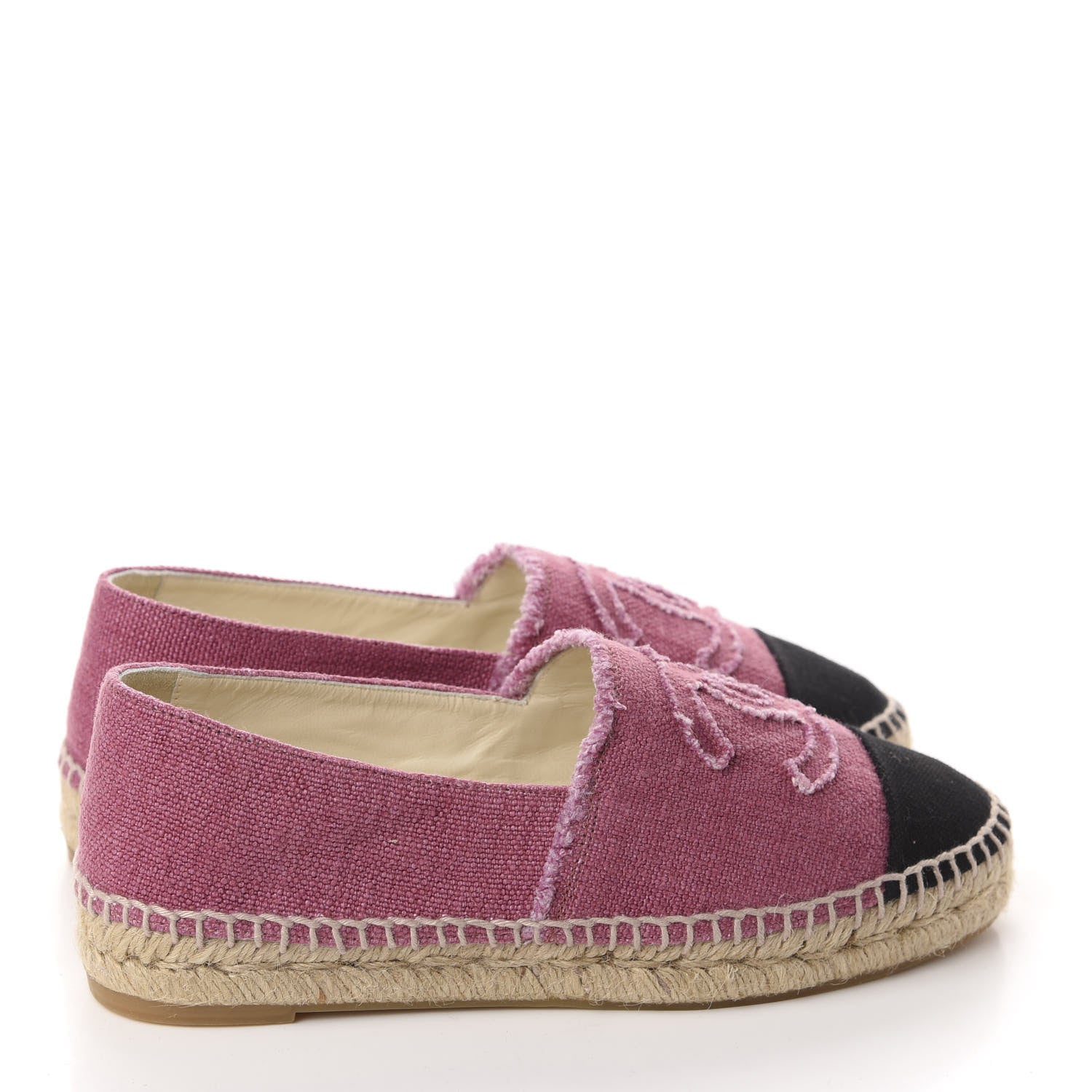 Chanel Linen CC Espadrilles 36 Pink Black 4 of 12