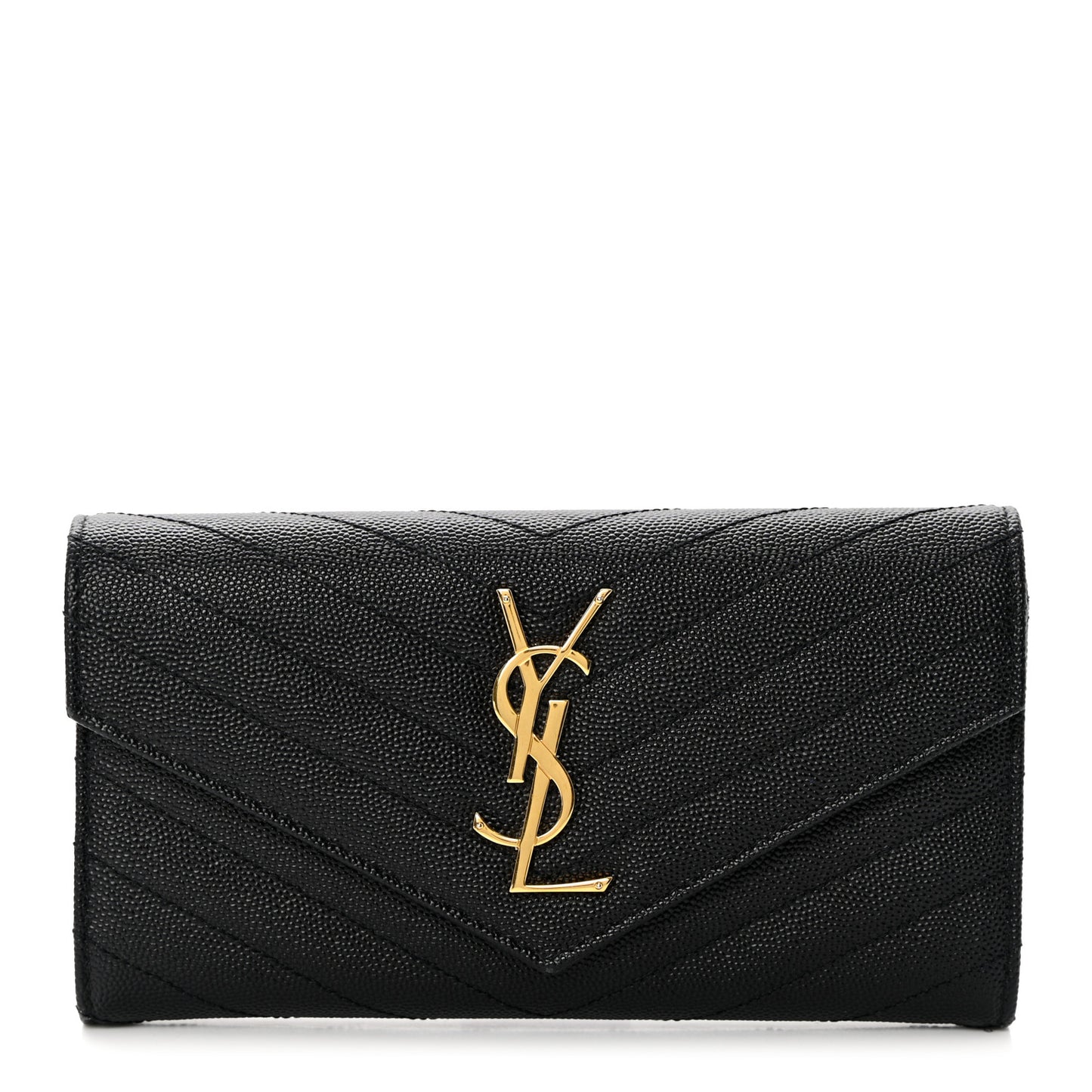 Grain De Poudre Matelasse Chevron Monogram Flap Wallet Black