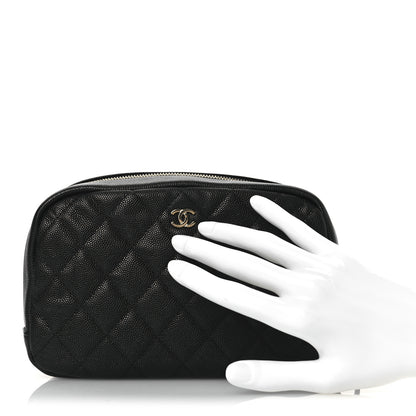 Chanel Caviar Quilted Medium Curvy Pouch Cosmetic Case Black 2 of 11