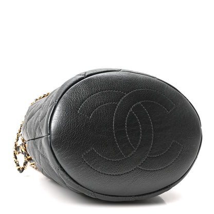 Chanel Metallic Lambskin Quilted Pearl Crown Drawstring Bag Anthracite 4 of 11