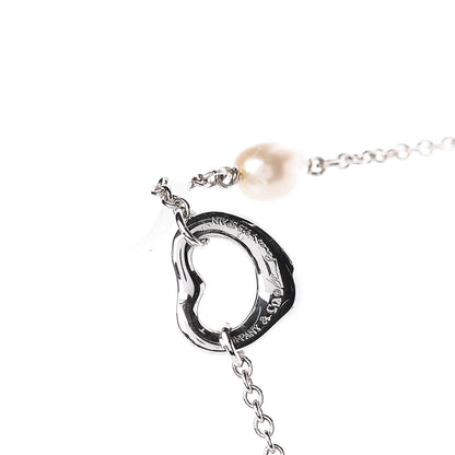 Tiffany Sterling Silver Pearl Open Heart Station Necklace 4 of 4