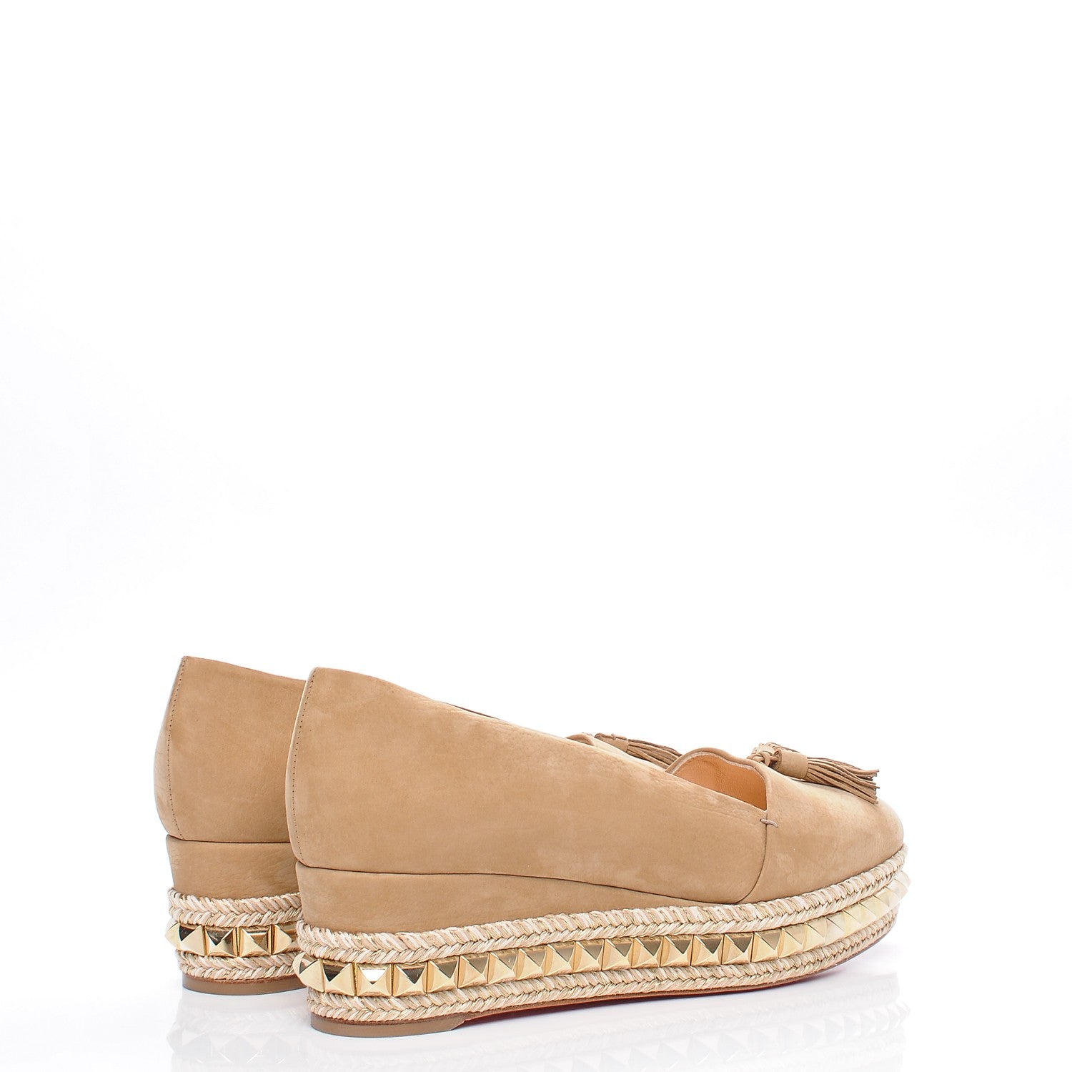 Christian Louboutin Suede Carmel CA 70 Wedge Espadrilles 39 Noisette 4 of 7