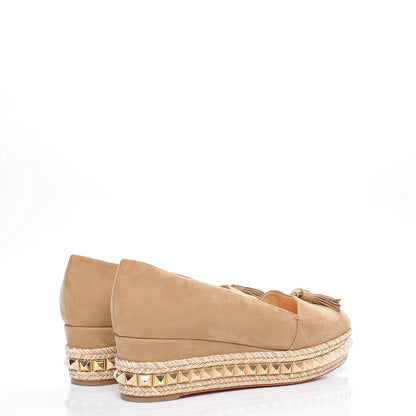Christian Louboutin Suede Carmel CA 70 Wedge Espadrilles 39 Noisette 4 of 7