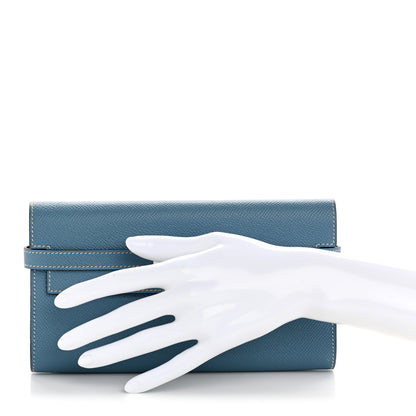 Hermes Epsom Kelly Longue Wallet Blue Jean 2 of 10