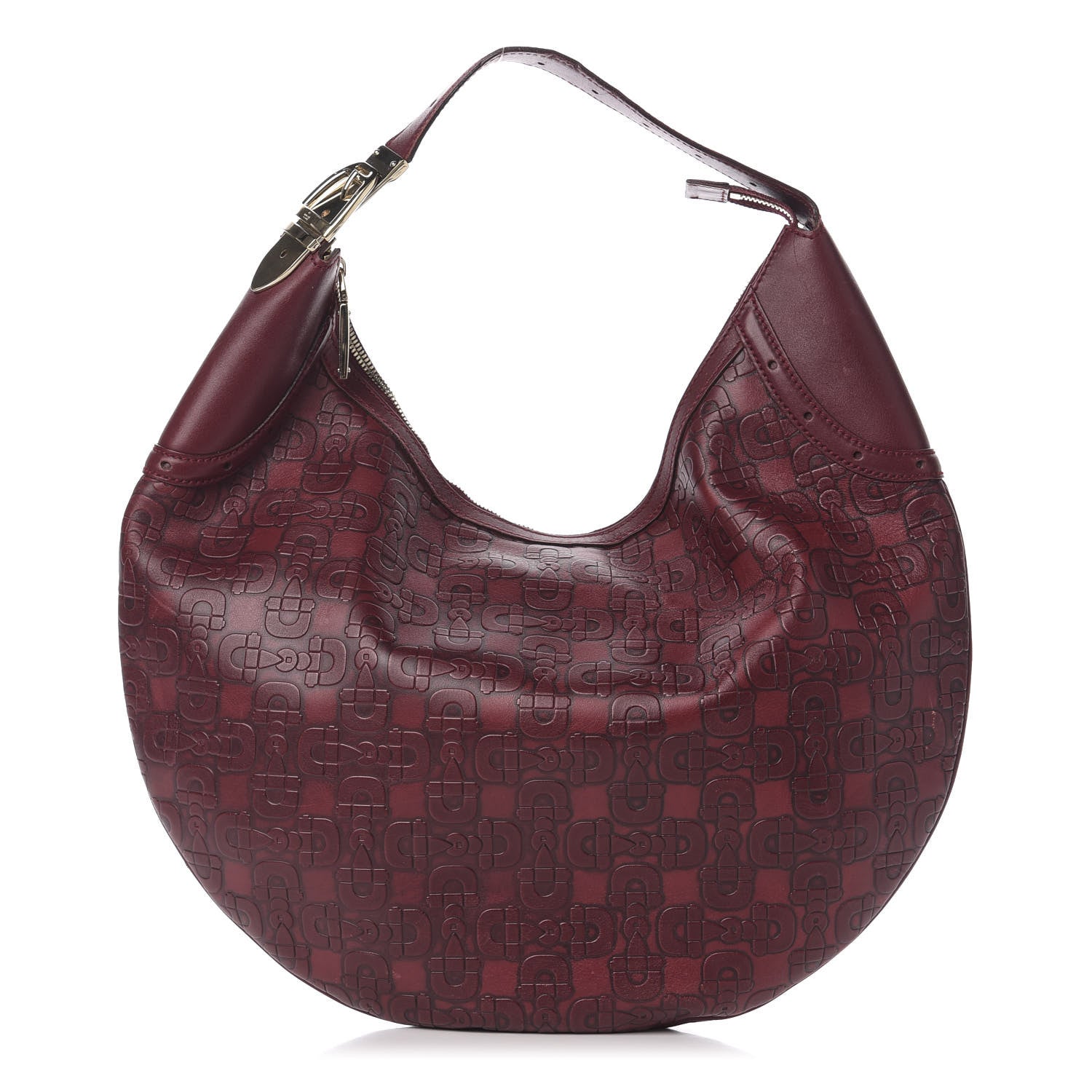 Gucci Calfskin Horsebit Embossed Glam Hobo Burgundy 1 of 11