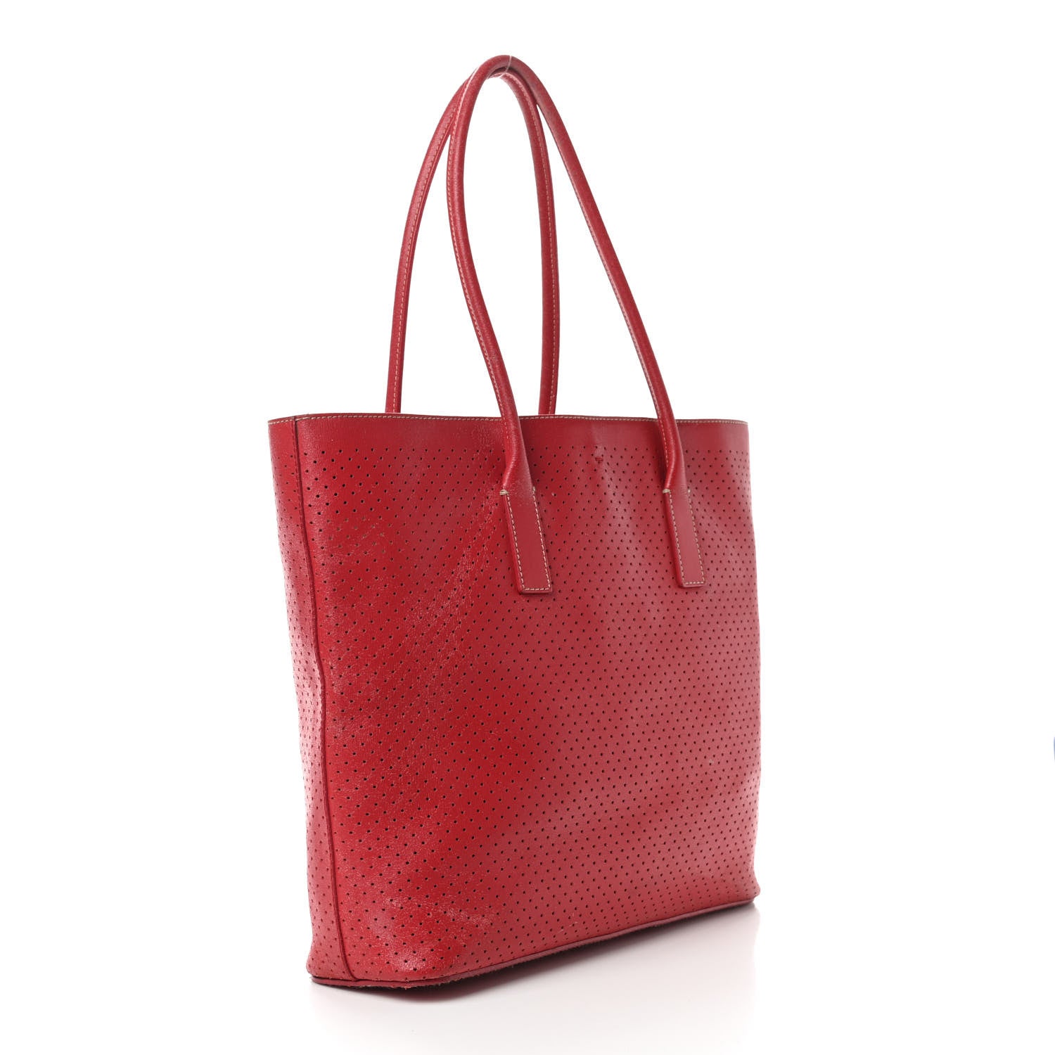 Prada Vitello Drive Perforated Perforated Tote Fuoco 3 of 12