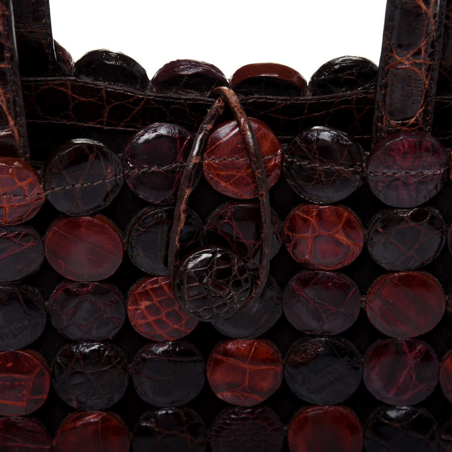 Crocodile Mini Button Tote Brown