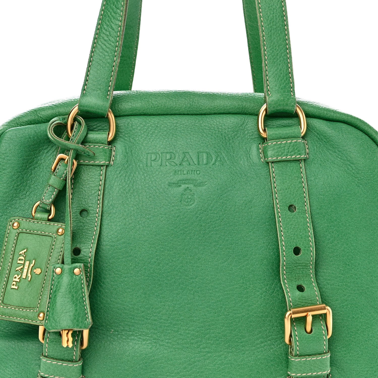 Prada Cervo Logo Embossed Folding Tote Acquamarina 9 of 16