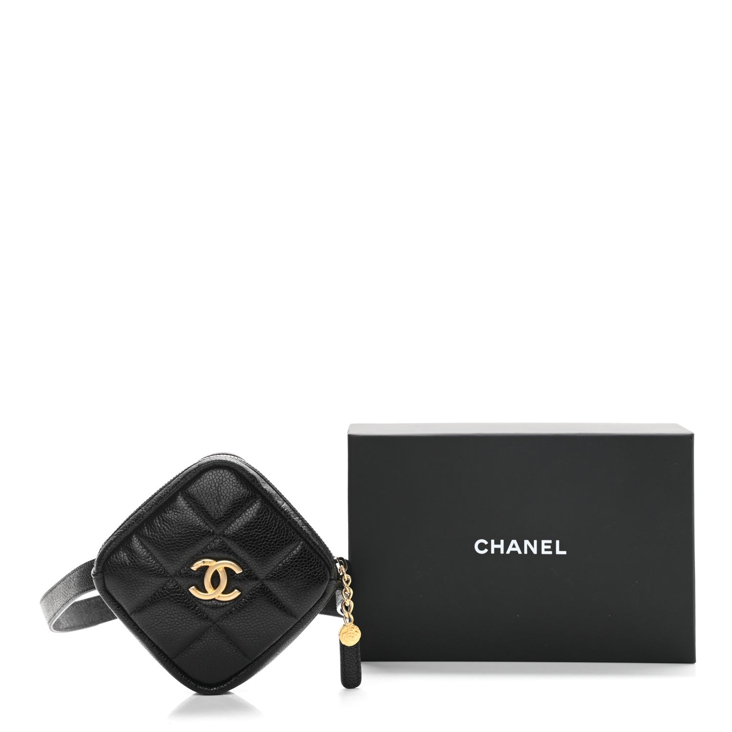 Caviar Quilted Coin Purse Belt Bag Black