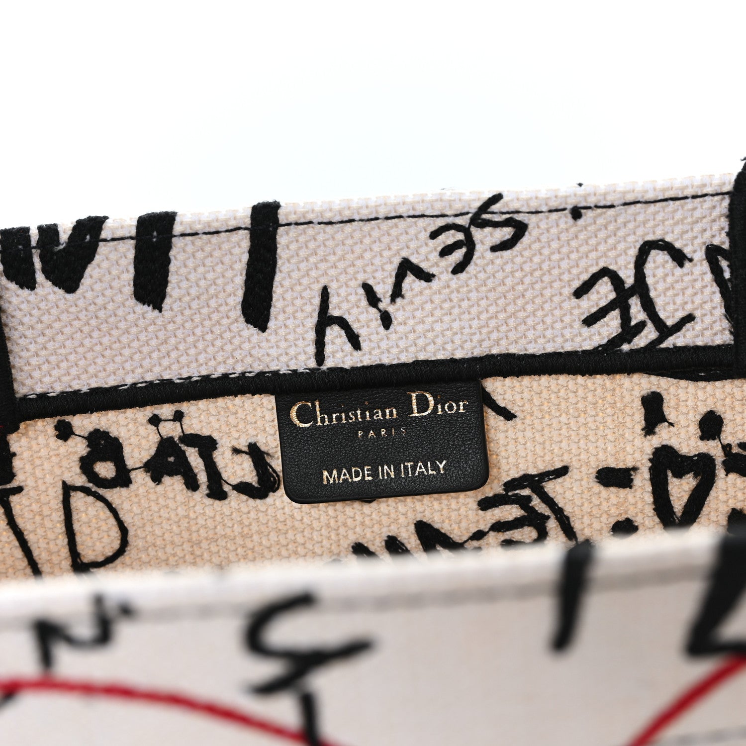 Christian Dior Canvas Embroidered Medium Dioramour Graffiti Book Tote Latte Multicolor 6 of 11