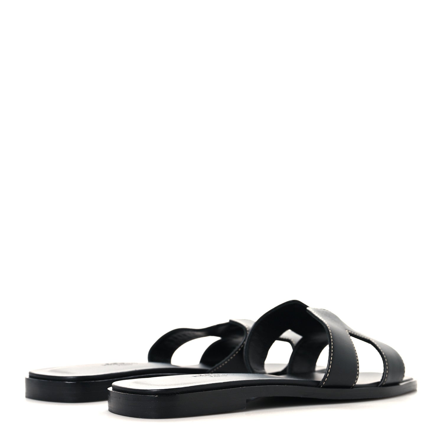 Hermes Box Calfskin Oran Sandals 37 Black 5 of 9