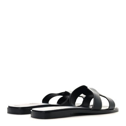 Hermes Box Calfskin Oran Sandals 37 Black 5 of 9