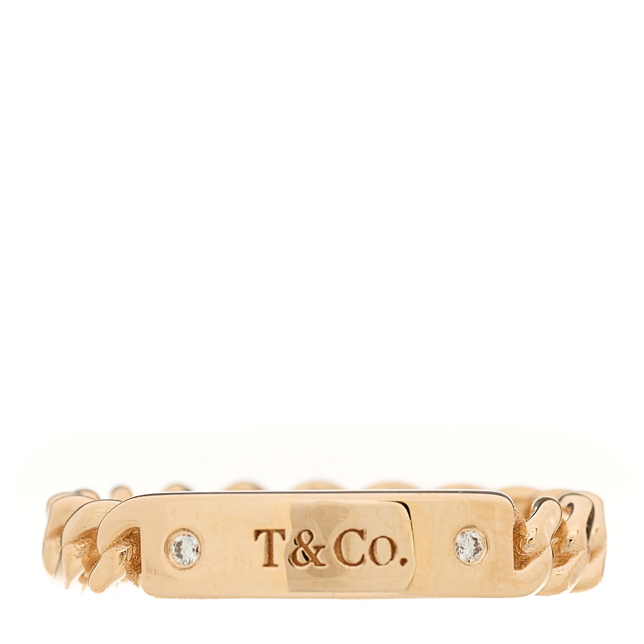 18K Rose Gold Diamond Micro Link Ring 54 7