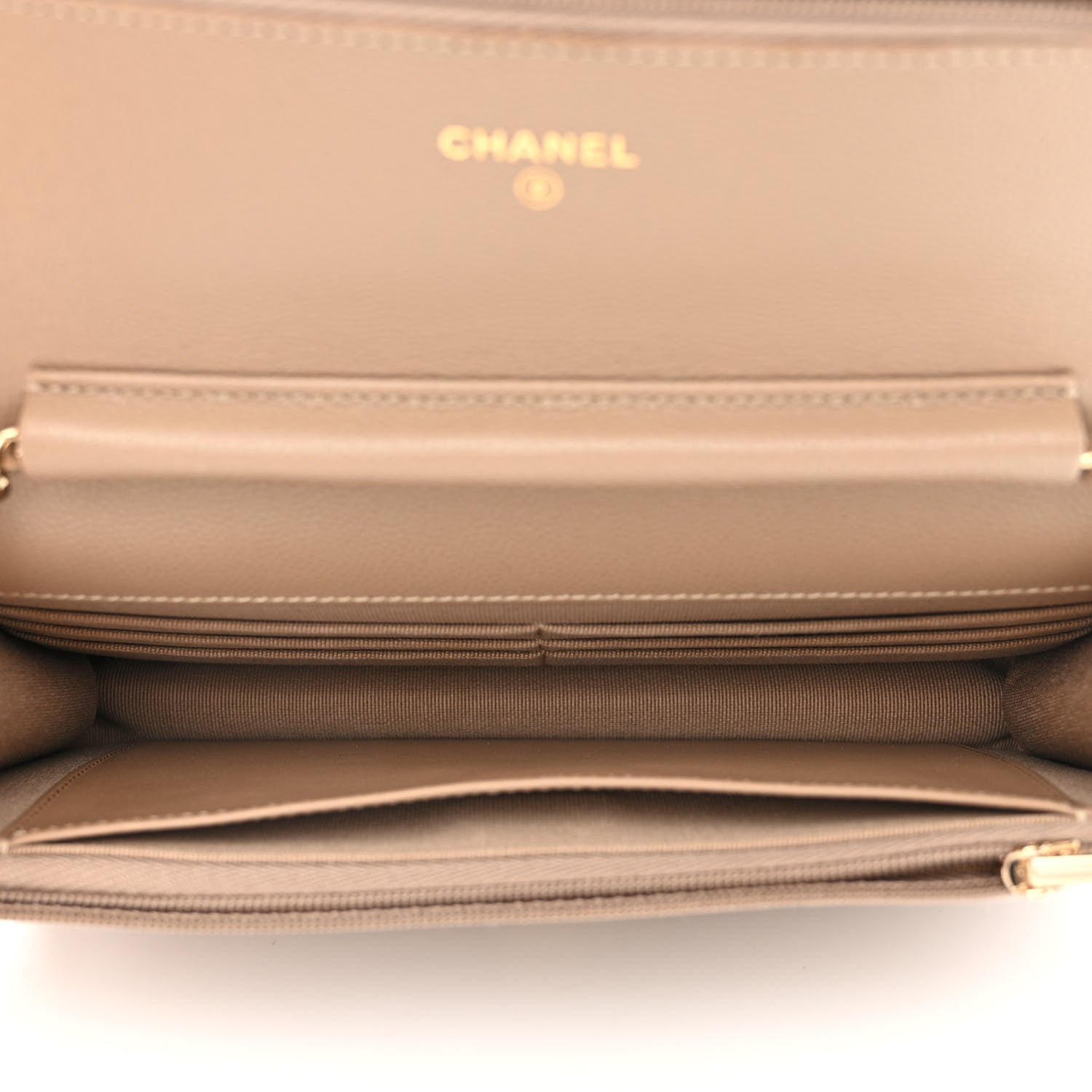 Chanel Caviar Quilted Wallet on Chain WOC Dark Beige 6 of 14