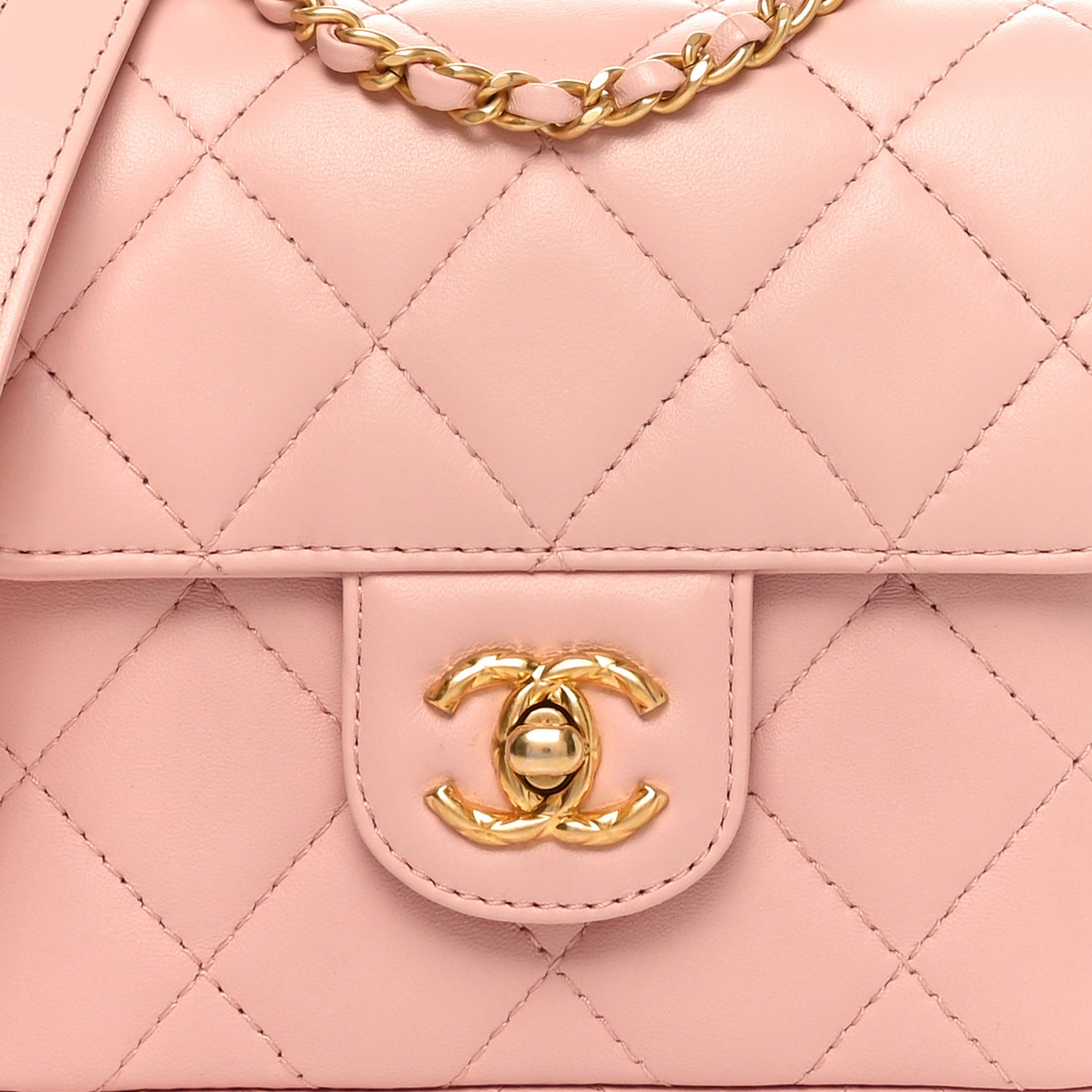 Lambskin Handle Crush Top Handle Flap Bag Pink
