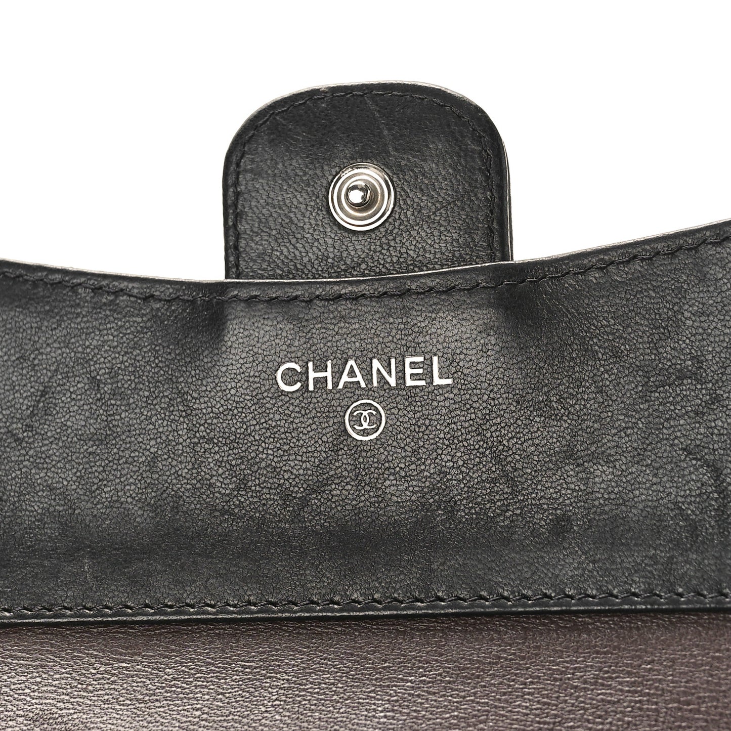 Lambskin Quilted Small Compact Wallet Black