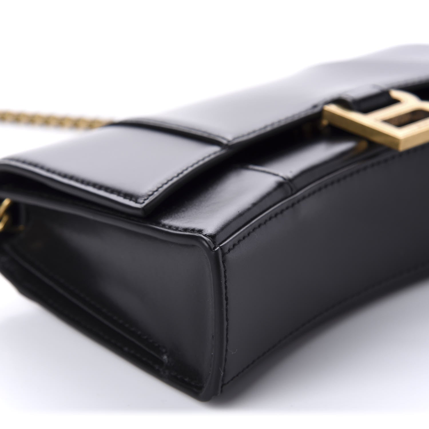 Balenciaga Shiny Box Calfskin Small Hourglass Evening Chain Bag Black 6 of 9