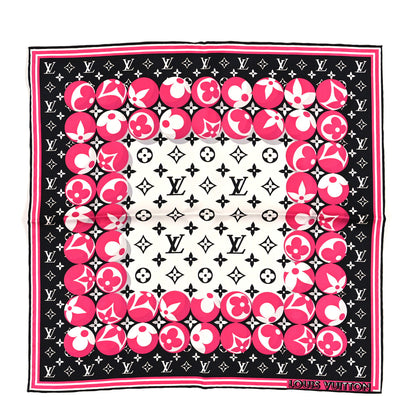 Louis Vuitton Silk Monogram Marbles Square 45 Scarf Black White Rose 1 of 4