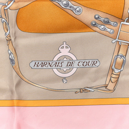 Hermes Silk Harnais De Cour Scarf 90 Rose Beige Caramel 5 of 6