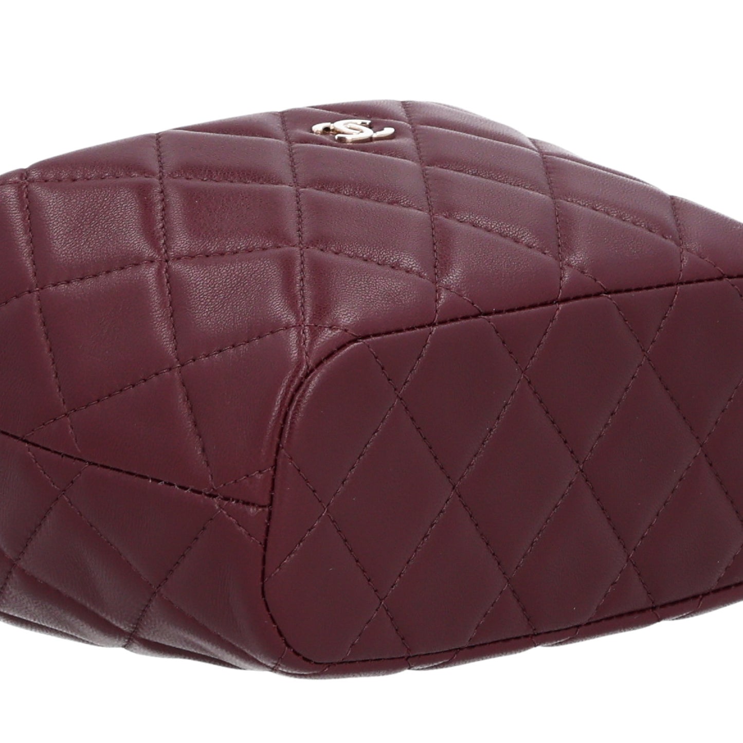 Lambskin Quilted Hobo Clutch With Chain Dark Burgundy
